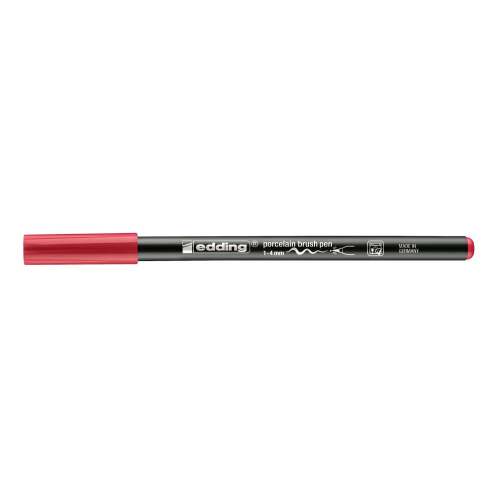 edding 4200 porseleinstift - oranje - 10 pennen - penseelpunt 1-4 mm - viltstift voor het schilderen en decoreren van keramiek, porselein - vaatwasmachinebestendig, lichtechte inkt, sneldrogend