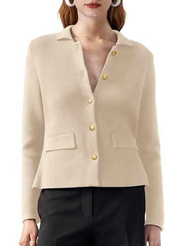SuperPrity Cardigan Sweaters for Women Long Sleeve Lightweight Cropped Knit Blazer Button Jacket 2024 Fashion Fall Outfits