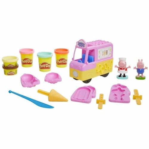 Play-Doh Peppa's Eiscreme-Spielset mit Eiswagen, Peppa und George Figuren...