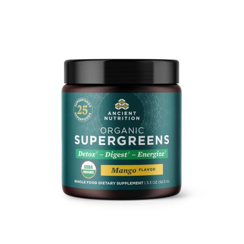 Ancient Nutrition Organic Super Greens Powder, Probiotics, Mango - image 1
