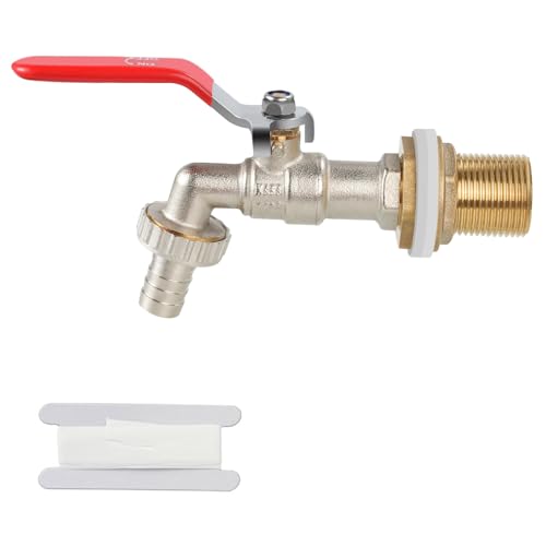 Drado 1/2'' Pouce Robinet à sphére Avec raccord de tuyau de qualité, Robinet de récupération d'eau sphérique extérieur, d'eau en Laiton, pour seau de...