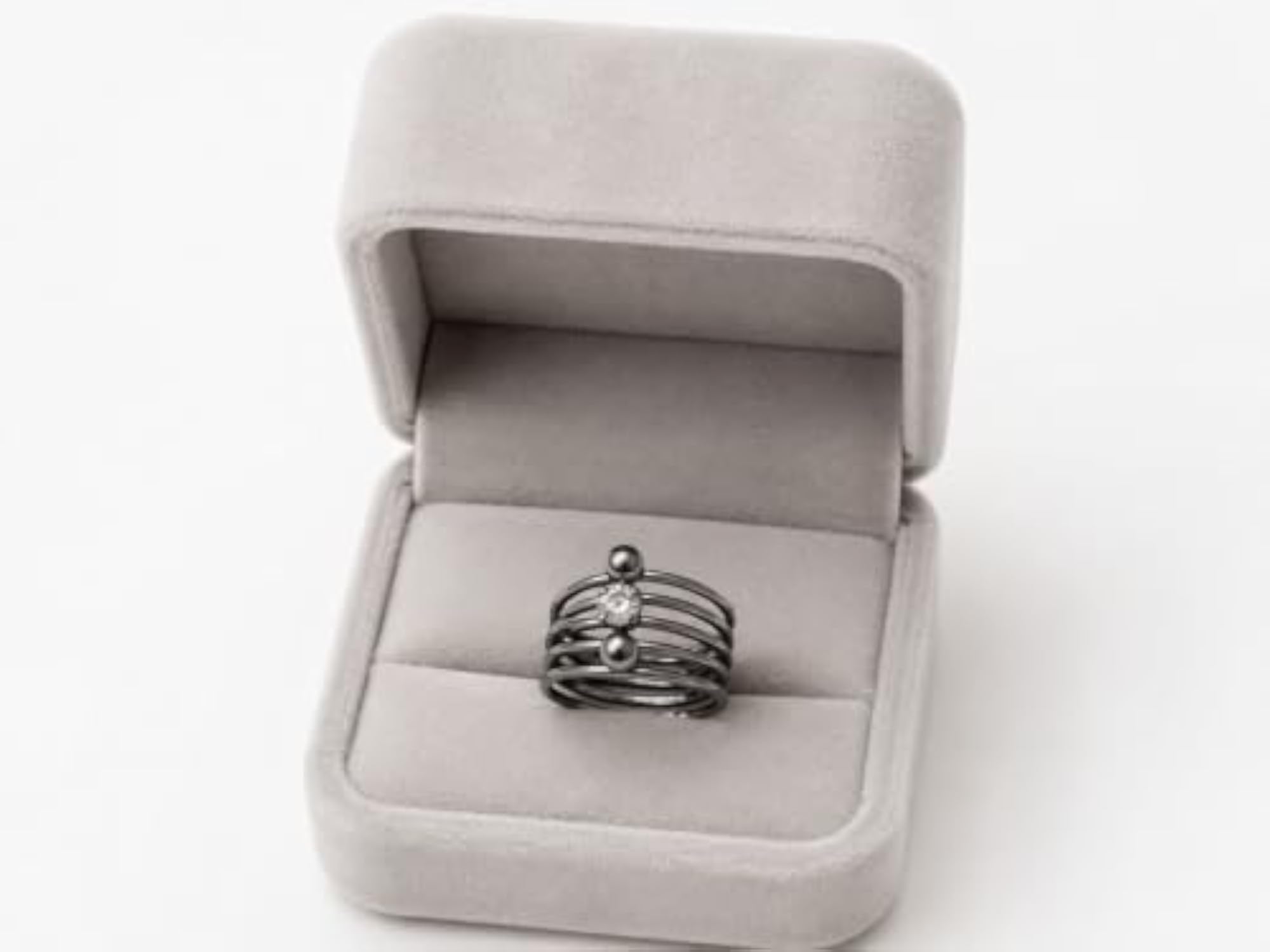 Silver Spiral Wrap Ring with Crystal and Ball Accents