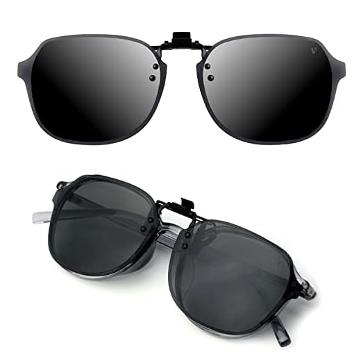 CREYESTAL Clip Gafas de Sol Polarizadas, Clip para Gafas para Sol, Clip Solar, Abatible y Ultraligero, Hombre, Mujer, 100% Anti-UV, Certificado CE