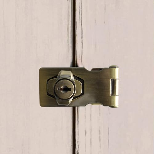 Image of 2 Pack Door Lock Hasp Latchs, 2.5IN Twist Knob Keyed Hasp Locks Durable Metal Safety Latches with Unique Keys for Small Doors and Cabinets (Bronze)