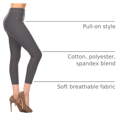 Image of Leggings Depot Women's Cotton Blend Stretch Pull-on Jeggings Casual Pants with Pockets (Available in Plus Size)