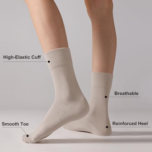 Image of ANDERE ARTE Womens Viscose Bamboo Crew Socks Casual Calf Dress Socks Soft Above Ankle Sock 3-5 Pairs