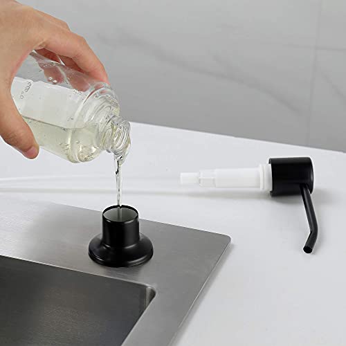 Amaziing Force Soap Dispenser For Kitchen Sink, Built In Sink Soap Dispenser Pump Matte Black Stainless Steel, Lotion Dispenser With Large Soap Bottle, Refill From The Top. #TOP2