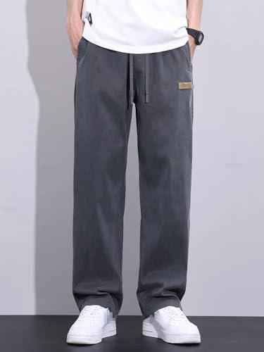 Summer Soft Jeans Men Thin Loose Wide Leg Pants Elastic Waist Casual Trouser Male4