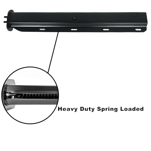 Image of 2 Pack Black Heavy Duty Straight Spring Loaded Mud Flap Hanger Bracket Mudflap Holder Set for Semi Trucks 1-1 /8 inch Bolt Spacing 29.5 inch Length with Reflective Strip Sticker (Bolt Spacing 1-1 /8 inch)