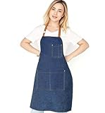 Geounzay Adjustable Bib Apron with 2 Pockets Chef Cooking Kitchen Restaurant Aprons for Women