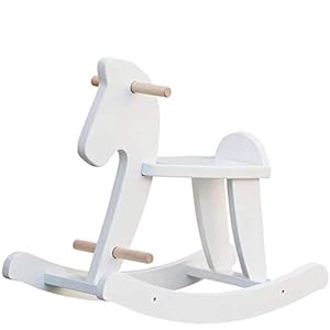 labebe – Wooden Rocking Horse, Baby Wood Ride On Toys for 18 Months Up, White Rocker Toy for Kid, Toddler Ride Animal Indoor/Outdoor, Boy&Girl Rocking Animal, Infant Ride Toy, Christmas/Birthday Gift