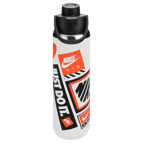 Nike SS Recharge Chug Bottle 24 Oz Graphic (White/Black/Safety Orange)