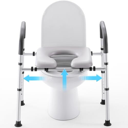 Elevadores de asiento de inodoro para personas mayores de 350 libras, asiento de inodoro elevado con asas, ancho y altura ajustables, asiento de inodoro elevado de seguridad para personas mayores y