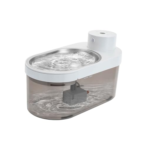 Wireless Smart Cat Water Fountain, 4L/1.06Gal Stainless Steel Pet Dispenser with 3 Modes (Induction/Timing/Continuous) 5000mAh Battery Powered Filter Pump & Anti-Dry Burn for Cats/Dogs