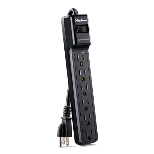 CyberPower CSB604 Essential Surge Protector, 900J/125V, 6 Outlets, 4ft Power Cord, Black