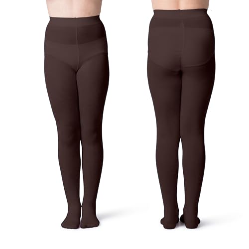 Image of Silky Toes Girls Opaque Microfiber Tights 1-2 Pairs Black White or Colored Nylon Stockings for Kids - ballet footed tights