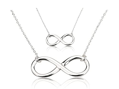 The Bling Stores Double Infinity Necklace | Fashion Necklace for Women and Girls | Sterling Silver Layered Chain Necklace Lucky 8 Necklace for Women