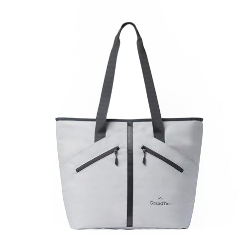 GRANDTIES Insulated Cooler Tote Bag 30 Can Large Capacity Durable Zipper Leakproof Outshell for Grocery Lunch Picnic Travel (Gray)