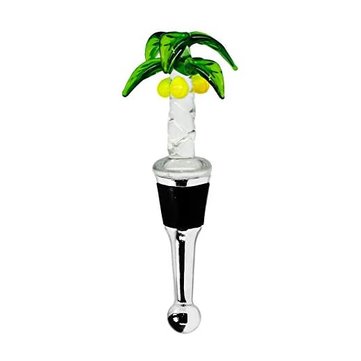 EDZARD Flaschenverschluss Palme für Champagner, Wein und Sekt, Höhe 13 cm, Muranoglas-Art, Handarbeit