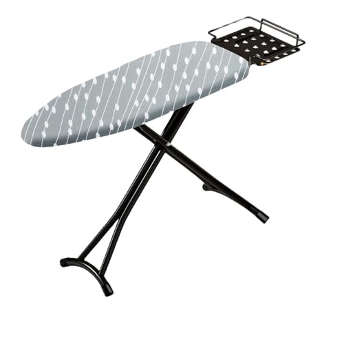 Klivex スタンド式折り畳みアイロン台 省スペース 便利な収納 コンパクト設計 超軽量 安定して丈夫 コンパクト収納 6高さ調整可能 アイロンレスト付き 丈夫な脚 家庭用/業務用 舟型 折りたたみ (111*31*83cm) (ブルーのドット)