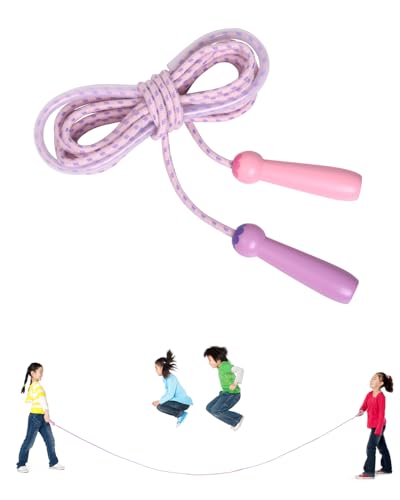 Produktfoto von OTraki Springseil Kinder, Schwungseil 5M Lange für Mehrspieler Verstellbare mit Holzgriff und Baumwollseil Gruppen Seil&hellip;