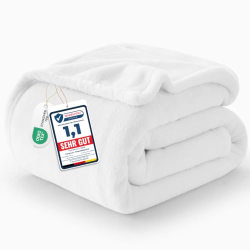 CozyLux Kuscheldecke Flauschig Decke 230x270 cm Weiß – Ansicht 1