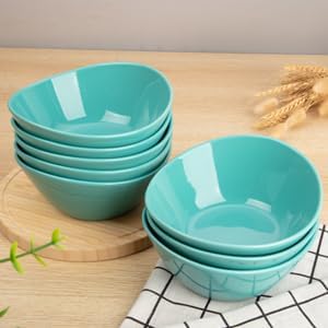 Miniatura 3 de Juego de 8 cuencos de porcelana de 42 onzas, platos grandes para ensaladas, guarniciones, pasta, forma ovalada, aptos para microondas y
