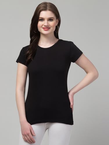 Image of Women's 100% Cotton Plain Regular Fit Round Neck Half Sleeve Tshirt (Solid)