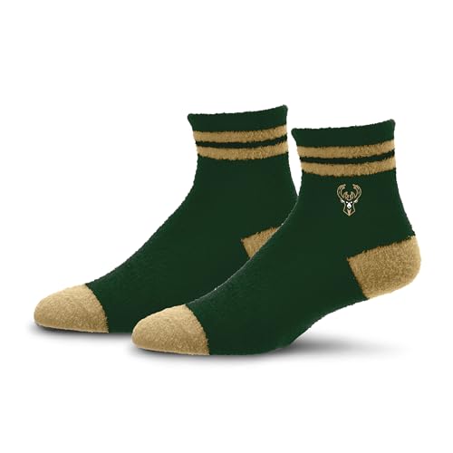 For Bare Feet NBA MILWAUKEE BUCKS Cozy Two Stripe Quarter Sock Team Color OSFM - image 1
