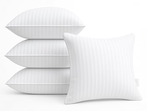 Oubonun 20 x 20 Throw Pillow Inserts, Firm and Fluffy Decorative Square Pillows for Couch Bed Sofa with Soft Cotton Cover White Cushion with Down Alternative Pack of 4