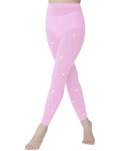 Girls Sparkly Rhinestone Tights, Glitter Footless Tights for Dance/Performance/Cosplay