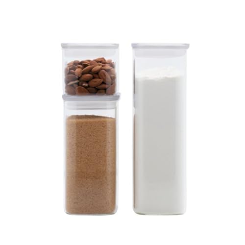 Pebbly - Caja de 3 cajas rectangulares de cristal, 470 ml, 1 2 l y 1 8 l