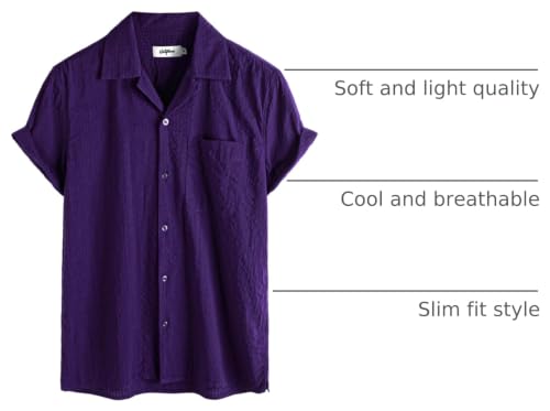 Image of VATPAVE Mens Striped Summer Shirt Casual Button Down Short Sleeve Beach Shirts Cotton Shirts for Men