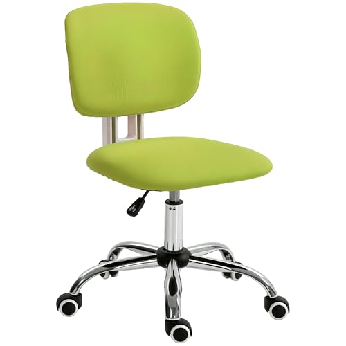 Vinsetto Silla de Oficina sin Brazos Silla de Escritorio Giratoria Tapizado de Tela con Altura Ajustable Estilo Moderno Carga 120 kg 48x53x80-90 cm Verde Lima