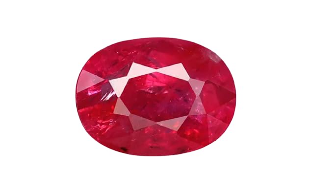 Shree JamsShree Jewelrs 6.25 Ratti Ruby Oval Shape Gemstone Original and Certified Natural Manik Unheated and Untreated Gemstone for Gift Man And Women +A3, 6.25, Gemstone, Ruby
