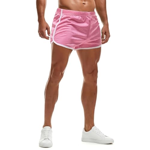 AIMPACT Mens Running Shorts Breathing Workout Gym Booty Short Shorts Pink