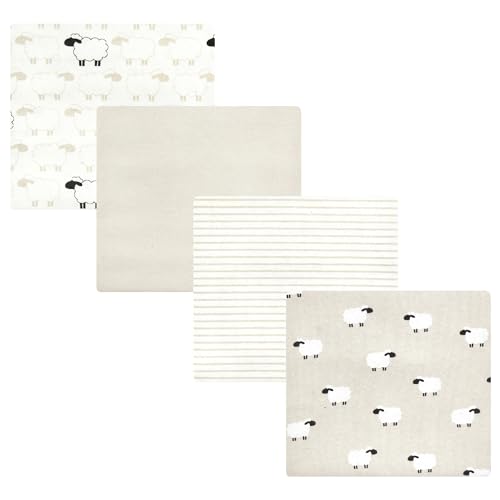 Image of Hudson Baby Unisex Baby Cotton Flannel Receiving Blankets, Taupe Sheep, One Size