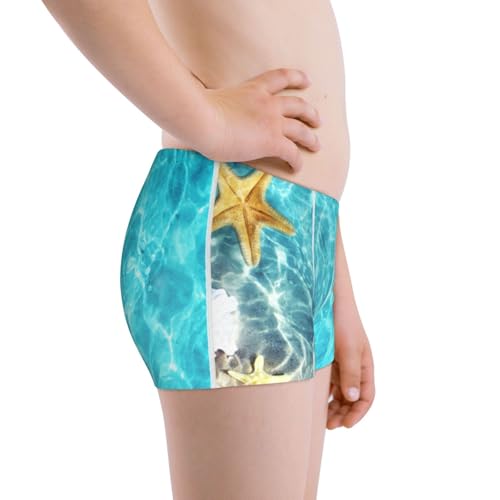 Boys' Cotton Boxer Brief Soft Underwear-Coral And Seashell On The Beach2