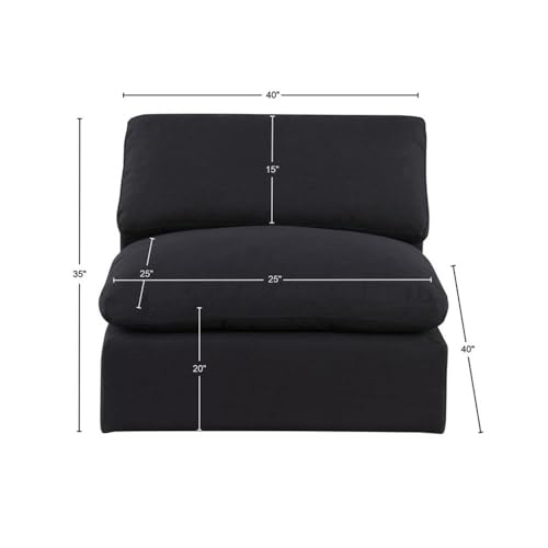 Sillón contemporáneo sin brazos tapizado lino negro miniatura 3
