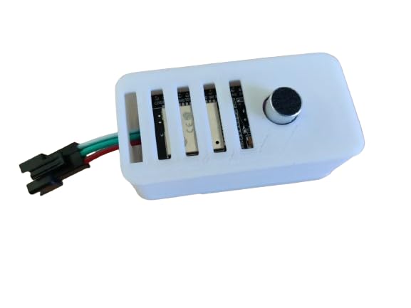 Image of Electrobot WLED Sound Reactive Combo Kit: Pre-Soldered ESP32 with MAX4466 Mic, 5m WS2812B LED Strip, 5V 5A Power Adapter, and 3D Printed Case Control from Phone