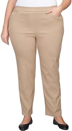 Alfred Dunner Women's Allure Slimming Petite Short Stretch Pants-Modern Fit, Navy