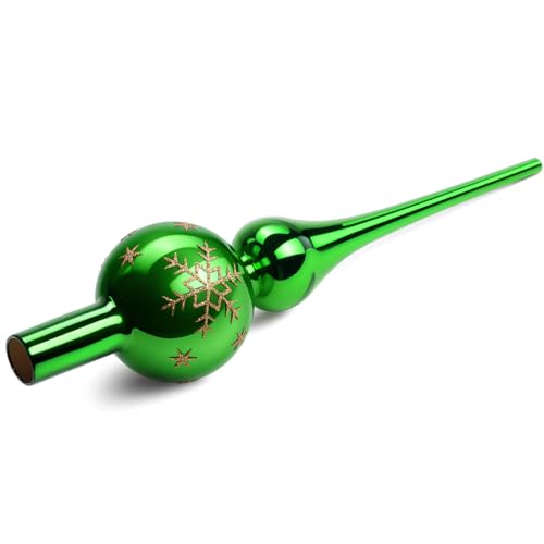 Weihnachtsbaumspitze aus Glas, Christbaumspitze Grün, 26cm Baumspitze...