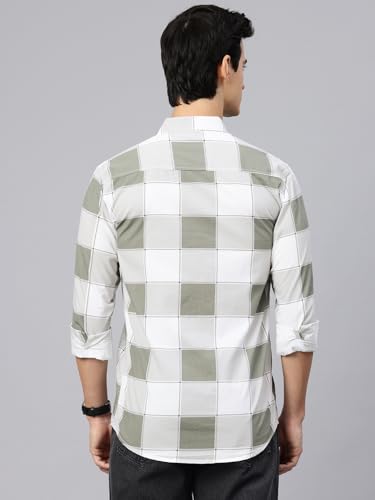Image of Majestic Man Stylish Slim Fit Cotton Spread Collar Checked Casual Shirt
