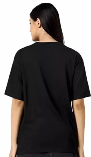 Uniplanet Store Women Oversized T Shirt | BTS Round Neck Cotton Printed Loose Fit Black T-Shirt