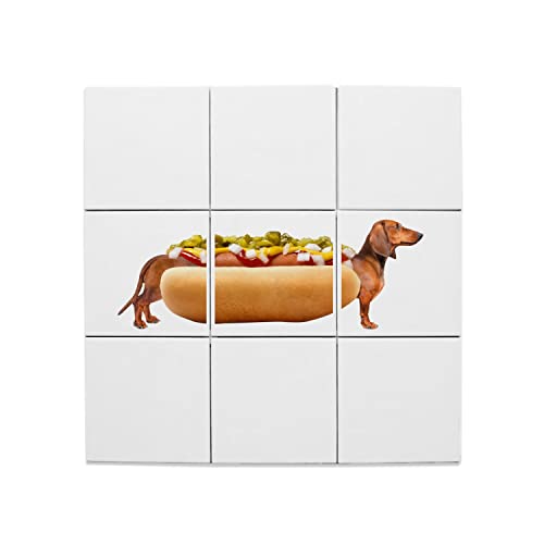 Carreaux céramique décoratifs tableau mural chien teckel humour