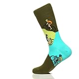 Calcetines de vestir divertidos, unisex, de algodón, coloridos, cómodos, divertidos, deportivos, con estampado, Ciclismo de montaña, Large