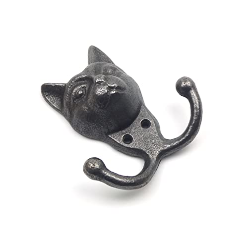 Gancho de hierro fundido para gatos perchero pared negro rustico 2