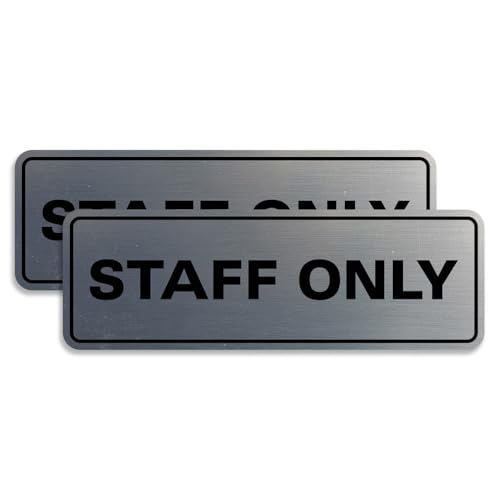 Panneau Staff Only argenté lot de 2 pour signalétique de bureau et porte