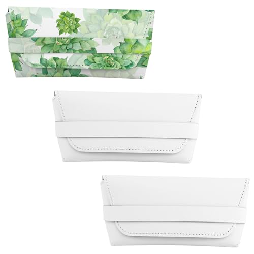Framendino, Pacote com 3 estojo de óculos de sublimação em branco, bolsa de couro dupla face, portátil para viagens