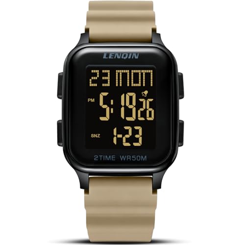 LN LENQIN Reloj Hombres Relojes Digitales para Hombres 50m Relojes Deportivos Impermeables Relojes de Muñeca para Hombres con Luz de Fondo/Temporizador/Alarma/Fecha LED